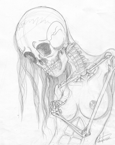 wall de una mujer esqueleto